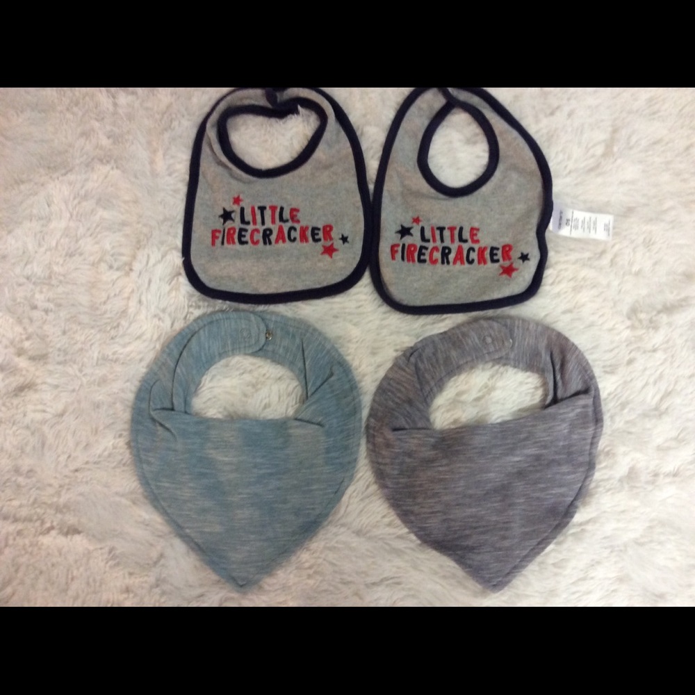 Bundle Of Four Baby Bibs Two Bandana Style